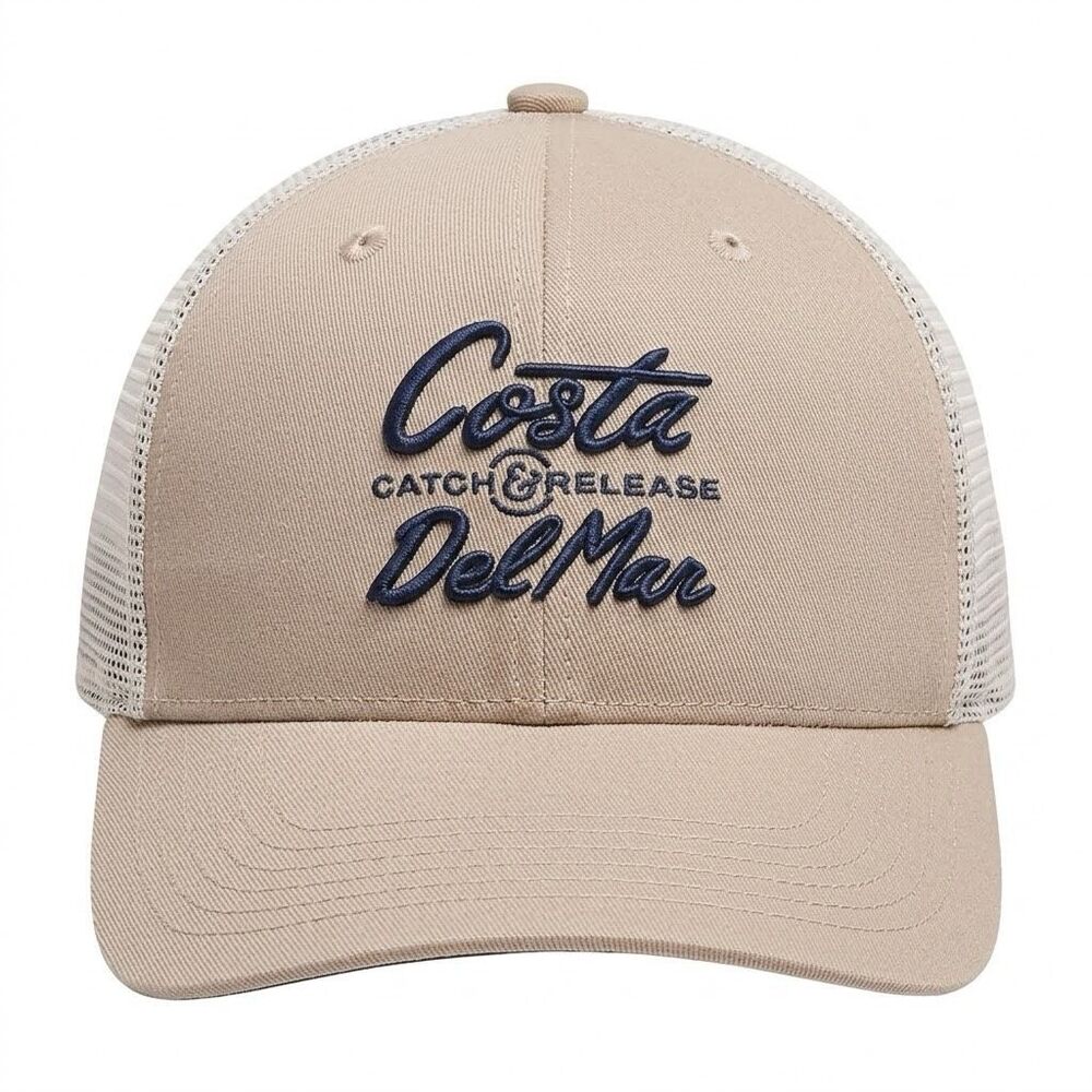 Costa Del Mar Khaki Motto Snapback Trucker Hat